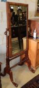 An early Victorian mahogany cheval mirror, W.70cm, H.152cm