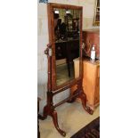 An early Victorian mahogany cheval mirror, W.70cm, H.152cm