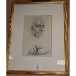 Sir Thomas Monnington (1896-1976), pencil drawing, Study for a portrait of Stanley Baldwin 1935,