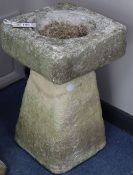 A reconstituted stone garden bird bath, H.50cm