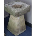 A reconstituted stone garden bird bath, H.50cm