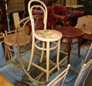 Four various bentwood chairs