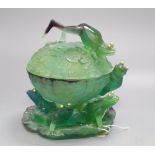 A Daum? 'frog' casket, overall height 20cm (a.f.)