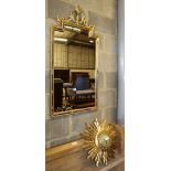 An 18th century style gilt framed marginal plate wall mirror, W.57cm., H.110cm, together with an