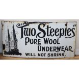 A Brooke Bond Tea enamelled sign and Two Steeples Pure Underwear,