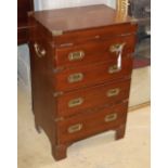 A reproduction military style brass mounted mahogany writing cabinet, W.51cm, D.38cm, H.82cm