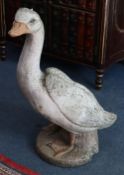 A reconstituted stone garden ornament of a goose, H.56cm
