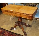 A Victorian burr walnut folding card table, W.91cm, D.46cm, H.74cm