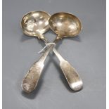 A pair of George III silver fiddle pattern sauce ladles, William Law & Son, Dublin, 1809, 17.3cm, 96