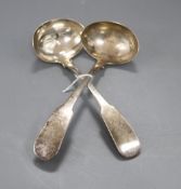 A pair of George III silver fiddle pattern sauce ladles, William Law & Son, Dublin, 1809, 17.3cm, 96