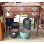 A George III cross banded oak lowboy, W.80cm, D.46cm, H.79cm