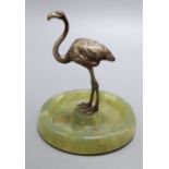 A 1920's bronze flamingo, on onyx base, height 15cm