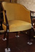 An Edwardian George III style upholstered tub chair, W.58, D.50cm, H.87cm