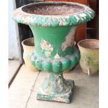 An 18th / 19th century painted Campana garden urn, diameter 58cm, H.70cm