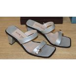 A pair of Louis Vuitton silver heeled sandals (boxed) size 37