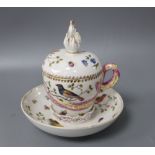 A Berlin porcelain cup, cover and saucer, height 15cm