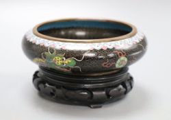 A Chinese cloisonne 'dragon' bowl on stand