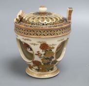 A Japanese Satsuma incense burner, height 16cm