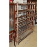 A vintage French pine baker's rack, W.124cm, D.38cm, H.143cm