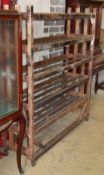 A vintage French pine baker's rack, W.124cm, D.38cm, H.143cm