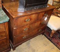 A small George III mahogany chest of four drawers, W.90cm, D.45cm, H.79cm