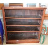 A late Victorian walnut open bookcase, W.108cm, D.32cm, H.112cm