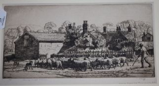Charles Frederick Tunnicliffe (1901-1979), etching, 'Kemp Croft Farm', signed in pencil, 9/15, 19