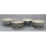 Four Chinese shipwreck pottery bowls, diameter 15cm