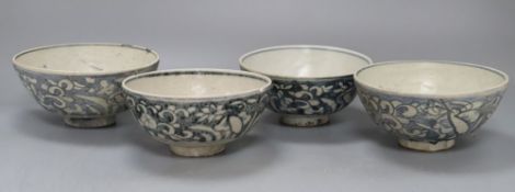 Four Chinese shipwreck pottery bowls, diameter 15cm