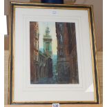 Alexander Cresswell (1957-), watercolour, St Michael Paternoster from Cloak Lane, 1993, signed, 37 x