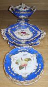 A Victorian Continental porcelain part dessert service