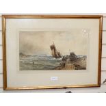 Edwin Hayes (1820-1904), watercolour, 'Smacks Returning', signed, 28 x 48cm