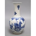 A Chinese blue and white figurative bottle vase, with four character mark to base, height