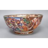 An early 19th century Chinese export bowl, diameter 29cm (a.f.)