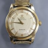 A gentleman's 1950's steel and gold plated Omega Automatic Chronometer Seamaster wrist watch, on
