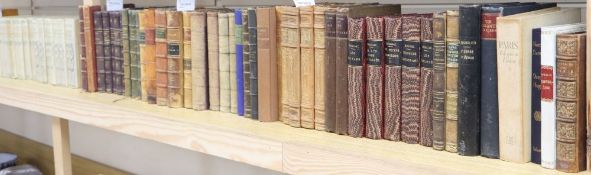 A quantity of leather and cloth-bound books in French, including works by Balzac, Corneille,