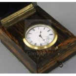 John Poole of London. A coromandel wood cased travelling timepiece, in plain rectangular two tier