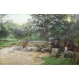 Henry Yeend King (1855-1924)oil on canvasFigures at a water trough,signed24 x 37in.CONDITION: Oil on