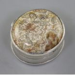 A George III silver and hardstone fossil inset circular vinaigrette, by John Reily, London, 1816,