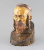 Jan Zaroffe (1888-1952). A carved wooden bust of an orthodox Jew, signed and inscribed Krynica 1933,