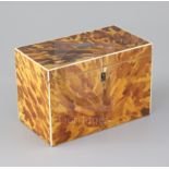 A Regency ivory strung blond tortoiseshell tea caddy, of plain rectangular form with twin