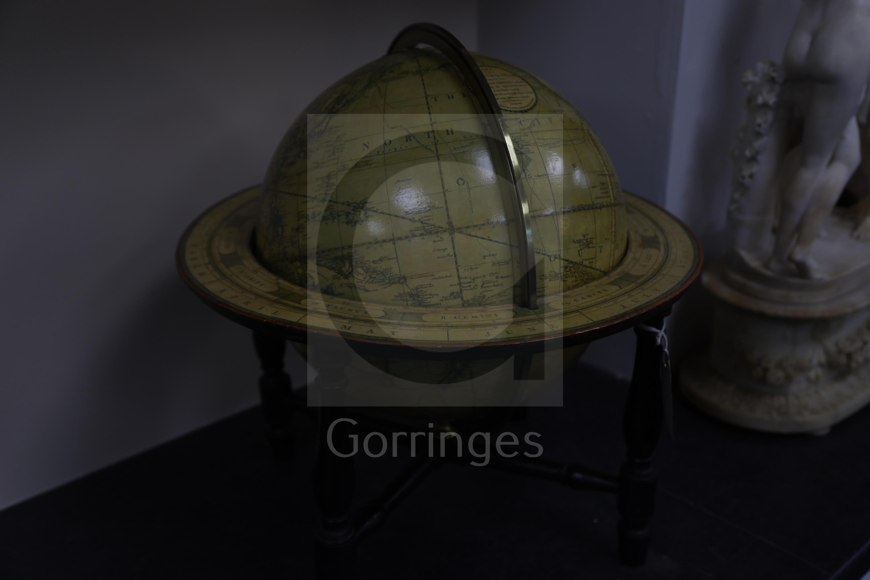 A Cary's New Terrestrial globe, made and sold by J & W Cary, January 1812, on ebonised stand, - Image 2 of 4