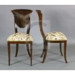 A set of six stylish 1950's Italian mahogany dining chairs, in the manner of Epstein, with fluted