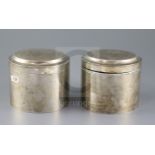 A pair of 19th century Danish silver canisters, by Jens Christian Thorning, Copenhagen, 1853, of