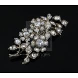 An antique gold and rose cut diamond set foliate spray brooch, with a closed back setting, the