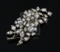 An antique gold and rose cut diamond set foliate spray brooch, with a closed back setting, the