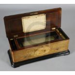 A late 19th century Nicole Freres of Geneva 24 air musical box, the faded rosewood case marquetry