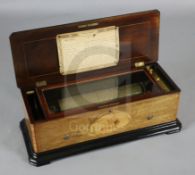 A late 19th century Nicole Freres of Geneva 24 air musical box, the faded rosewood case marquetry