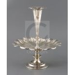 An Edwardian silver epergne by Fenton Brothers Ltd, with central trumpet shaped vase, Sheffield,