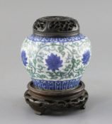 A rare Chinese doucai 'lotus flower' jar, Wanli six character mark and probably of the period, (